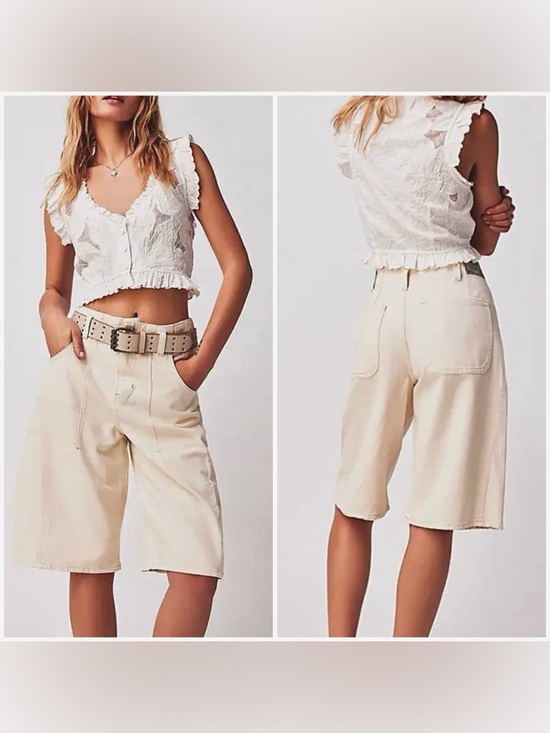 Free People Pants - NWT Free People We The Free Extreme Measures Barrel Shorts - white - 27, 28, 33